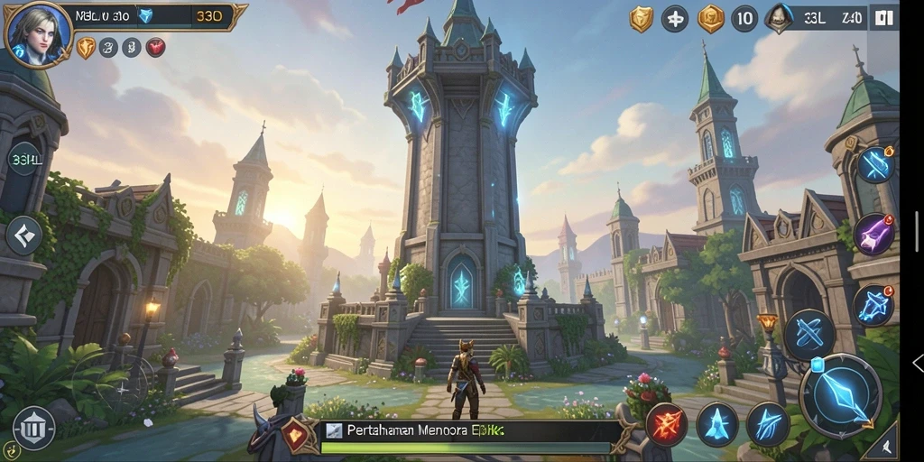 Gameplay menara pertahanan yang seru dan strategis.