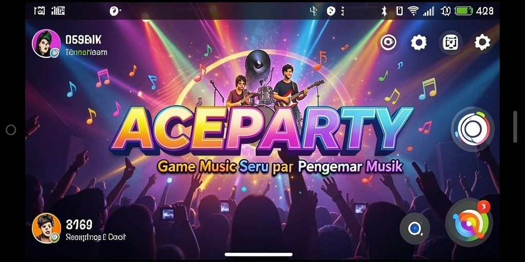 Tampilan gameplay menarik dari ACEPARTY menawarkan pengalaman musik yang seru.