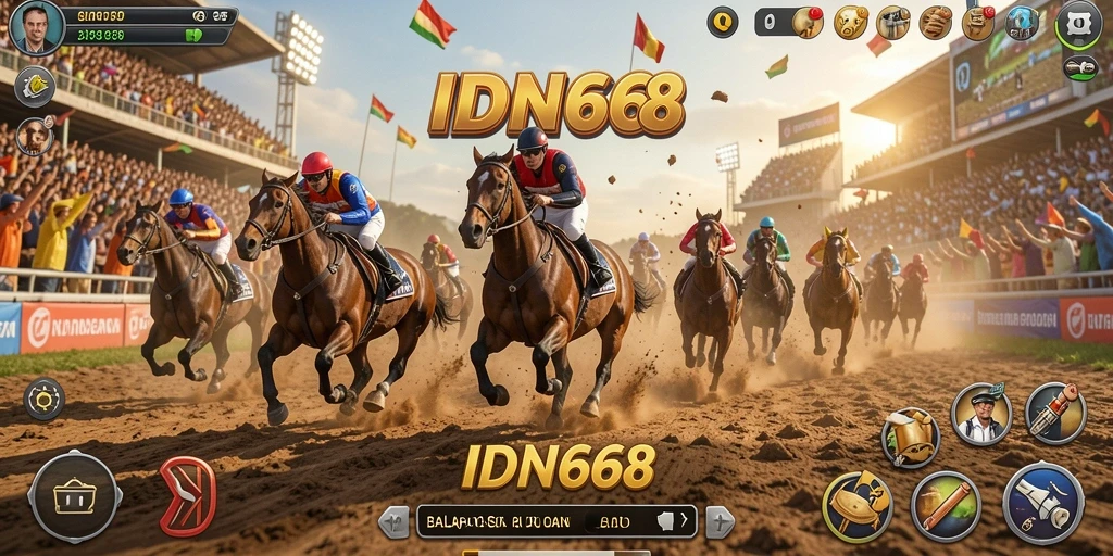 Tampilan gameplay menegangkan di lintasan balap IDN668.
