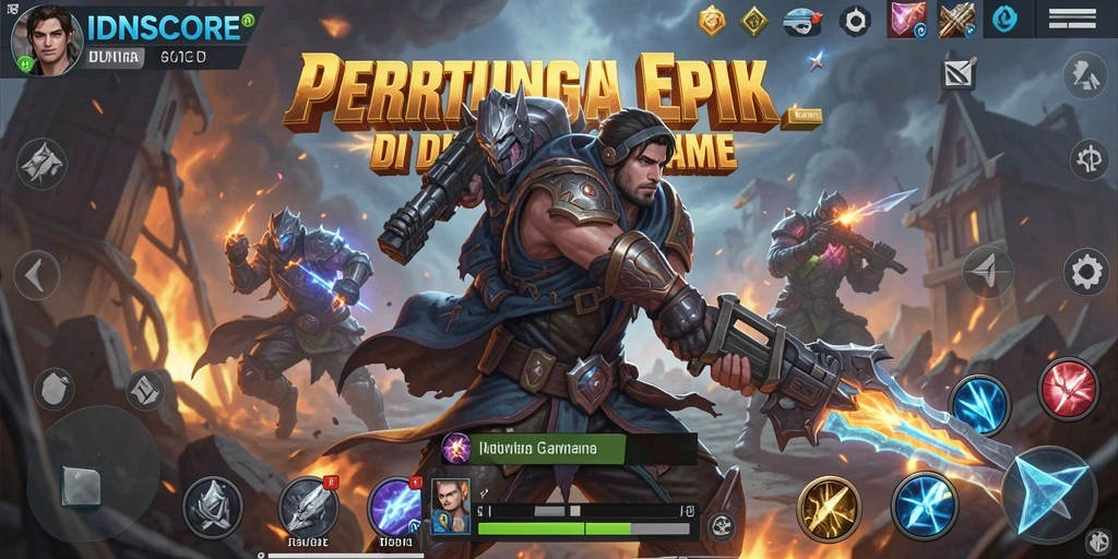 Tampilan gameplay intens dari IDNSCORE saat pertarungan berlangsung.