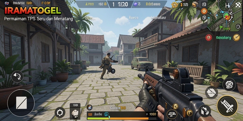 Screenshot gameplay IRAMATOGEL yang menampilkan aksi tembak-menembak yang seru.