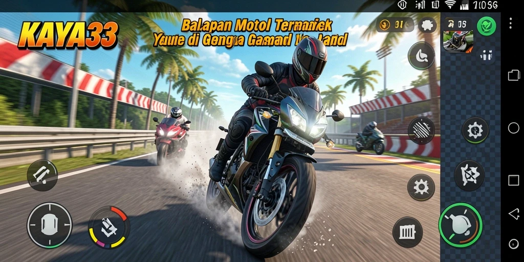 Tampilan gameplay mendebarkan di KAYA33 saat motor melaju kencang.