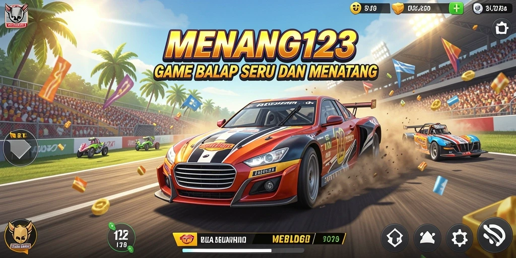 Screenshot gameplay MENANG123 yang penuh aksi balap seru.
