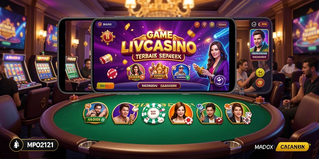Tampilan gameplay Live Casino dengan dealer langsung yang profesional.