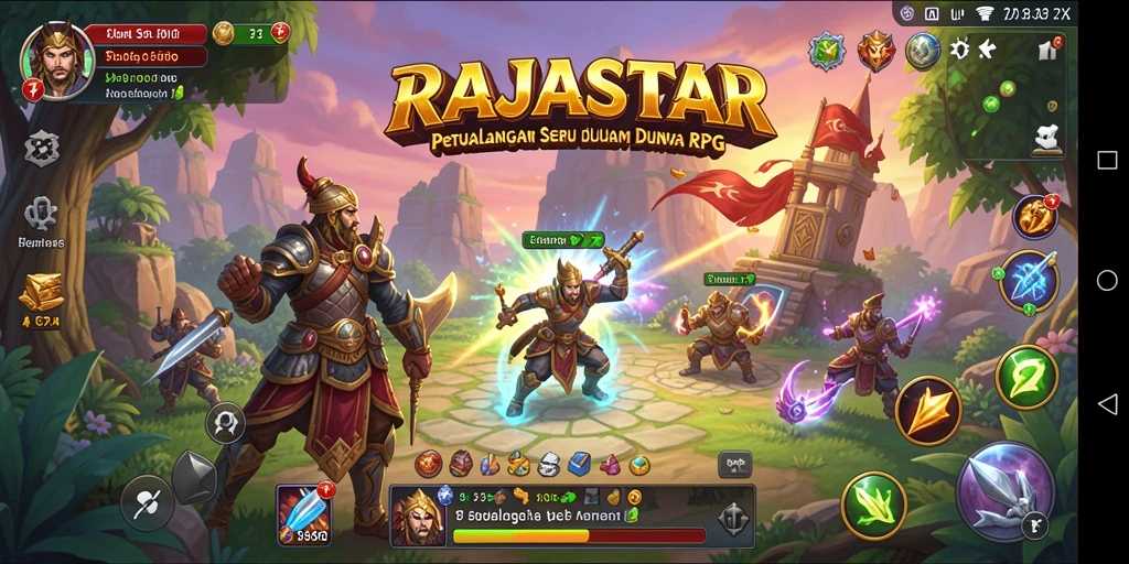 Screenshot menunjukkan gameplay seru dan petualangan di dunia RAJASTAR.
