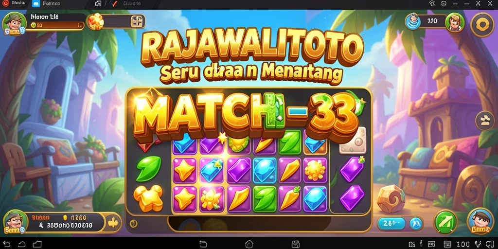 Tampilan gameplay RAJAWALITOTO dengan aksi Match-3 yang seru.