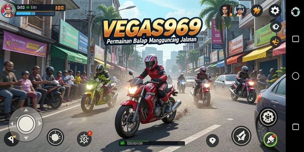 Tampilan gameplay balap yang mendebarkan dan realistis di VEGAS969.